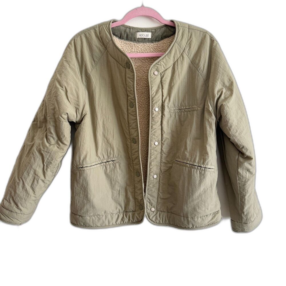 Roolee Sherpa Lined Bomber Jacket in Army Green Size Small